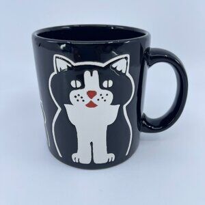 vintage tuxedo cat and kittens mug made by waechtersbach west germany